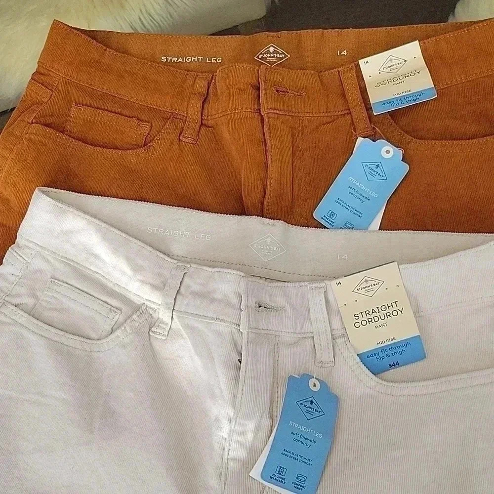 2 pairs ST John's Coudroy Straigh Leg Pants Size 14